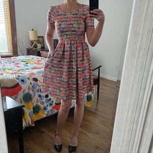 Pink Floral Midi Dress
